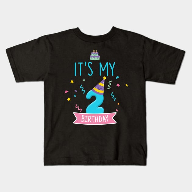 Kids Sweet donut It's My 2nd Birthday Shirt 2 Years Old Gift Kids T-Shirt by GillTee